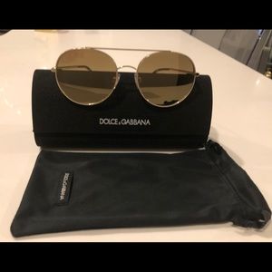 Auth Dolce & Gabbana Gold Sunglasses DG2199